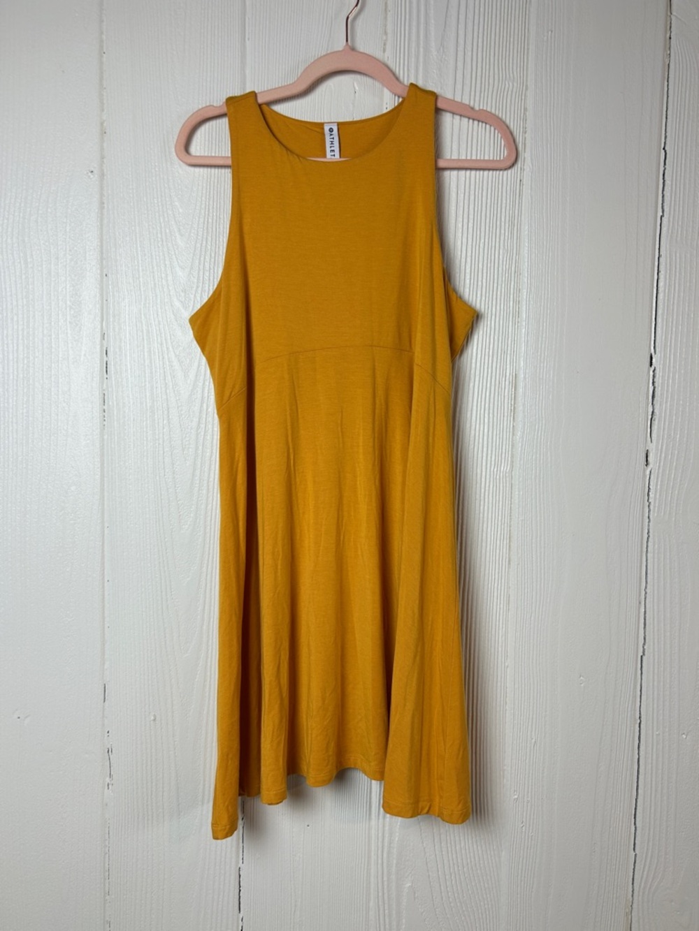 Athleta Santorini Thera Mustard Sleeveless A-Line Mini Dress Size L petite